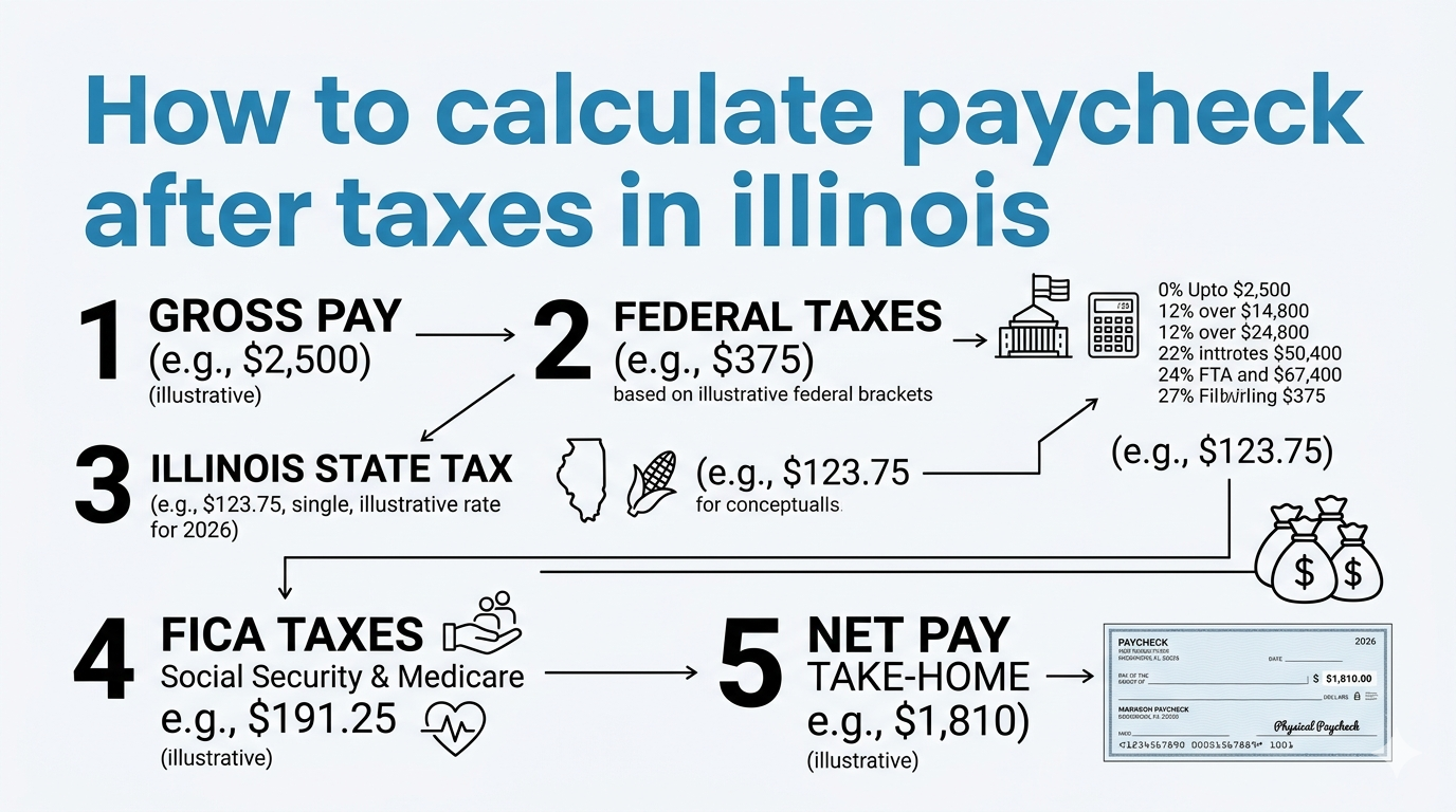 How to calculate paycheck after taxes in illinois
